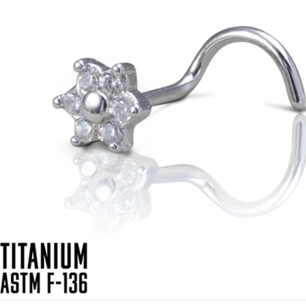 Titanium Flower Nose Stud